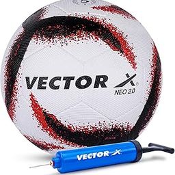 Vector X Neo 2.0 Synthetic Rubber Moulded Indoor/Outdoor Football + Pump with Butyl Bladder, White-Black, Size 5, Suitable for Match and Training for Adults 15+ Years-picture-15