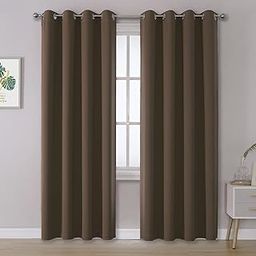 IVAZA Living Room Bedroom Room Darkening Thermal Insulated Polyester Solid Blackout Curtain Noise Reducation Window Curtain 5 feet Set of 1(Coffee)-16