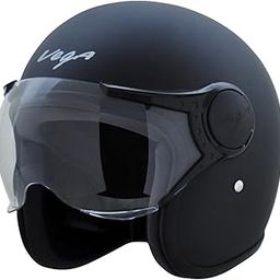 Vega Jet ISI DOT Certified Matt Finish Open Face Helmet for Men and Women with Clear Visor(Dull Black, Size:L)-32
