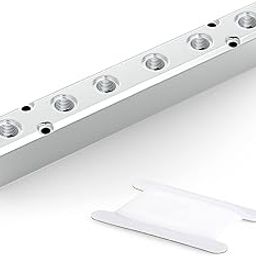 GASHER 1PCS Aluminum 6 Way 8 Port Pneumatic Manifold Air Distribution Block Splitter 1/4"PT Output Port 1/2"PT Supply Port-15