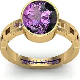 anuj sales 18.25 Carat Amethyst Ring Katela Ring Original Certified Natural Amethyst Stone Ring Astrological Birthstone Gold Plated Adjustable Ring Size 16-28 for Men and Women,s-picture-19