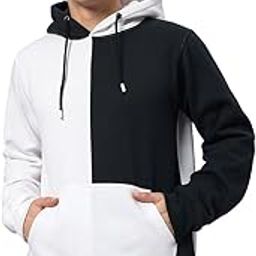 Men Regular Contrast Cotton Fleece Hoodie with 2 Pockets-image-104