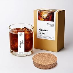 Whiskey Flame Gel Wax Candle – Hand-Poured Amber Whiskey Look with Ice Cube Detail | 70-75 Hour Burn | Clean-Burning | Bar Cart & Gift-Ready Decor (Gardenia)-image-21