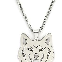 Silver Plated Wolf Metal Chain Pendant for Men (22038283)-image-126