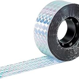Bird Scare Tape, Ribbon Reflective Flash Tape Woodpecker Pigeon Deterrent Repellent Devices Keep Birds Away Outdoor Silver PET Double Side Glare Pigeon Scarer Pack of 1 (2.4cm*100m)-13