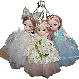 Charming Foldable Baby Doll Keychain for Girls – Soft Plush Pompom Doll with 3D Eyes & Blue Princess Gown | Cute Hanging Key Ring, Bag Charm (Multicolor,multi design,1 piece)-image-95