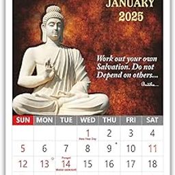 VP893 Buddha Calendar 13x19" English 12 Sheets Monthly Calendar 2025-11