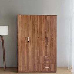 Mintwud from Pepperfry Engineered Wood Wardrobe with 4 Doors, 2 Drawers Storage and 2 Hanging Rod | Wooden Almirah Cupboard for Clothes Storage Organizer for Living Room Home Furniture (Brown Finish)-image-2