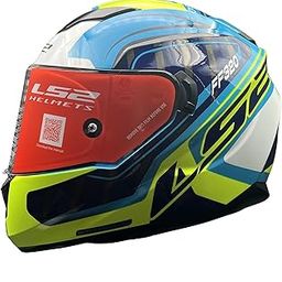 LS2 Helmets - FF320 Stream Evo - Letails - Gloss Blue Hi-Viz Yellow - Dual Visor Helmet with Anti Fog Lens and Double D Ring Chin Strap (2XL - 600 MM)-picture-2