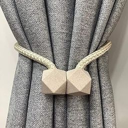 RAMCHA Hexa Polyester and Magnet Curtain Tiebacks Drapery Holdbacks Binding Tie Band for Living Room Decoration, Medium, Cream - Set of 2 Pieces-25