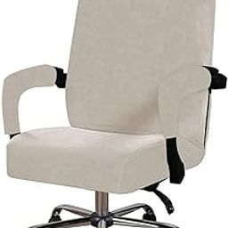 JHLD Velvet Office Chair Covers, Stretch Computer Office Chair Covers Rotating Chair Covers, Elastic Desk Chair Covers with Arm Covers Removable Washable-Beige--Large-image-40