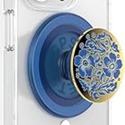 PopSockets Phone Grip Compatible with MagSafe, Phone Holder, Wireless Charging Compatible - Lace Blue Vermeer-45