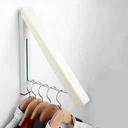 Lukzer Wall Mountable Hidden Type Metal Space Saving Hanger Folding Clothes Rack Plastic Stand for Home, Balcony, Bedroom (40x30cm)-image-45