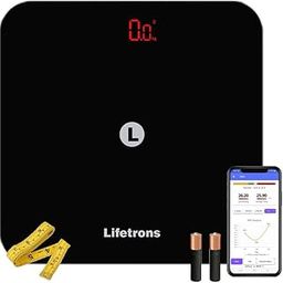Lifetrons Thin Plus BMI Digital Body Weight Scale | Smart Bathroom Scale with Bright LED | Free Lifetrons Health App,Measuring Tape, Batteries - Black [No Body Fat Function]-8