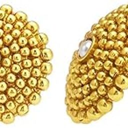 Dazzling Gold Plated Wedding Jewellery Pearl Stud Earring For Women (6615EGLDPP350), Golden, One Size-image-62