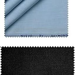 Polyviscose Trouser- 100% Cotton Shirt Fabric Combo Box (Unstitched, All Weather Fabric, (BLACK PANT+LIGHT BLUE SHIRT)-image-66