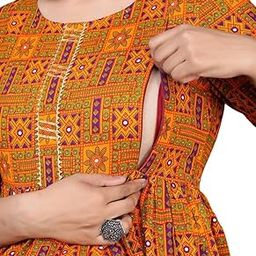 Maternity Feeding Kurti with Zipper | Cotton Floral Printed Pregnancy & Nursing Dress | Comfortable & Stylish Maternity Wear for Women | Breastfeeding Kurta with Zipper | Soft & Elegant-image-27