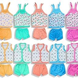 New Born Baby Clothes Set-Baby Dress For Born 0-3 Months Hosiery Cotton Printed Top And Bottom Sleeveless Clothing Sets Jhablas Combo Pack Of 10, Multi-picture-31