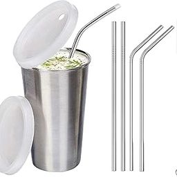 AAVAD Stainless Steel Baby Sippy Cup Sipper Glass with Straw and airtight Lid with 4 Extra Straw and 1 Cleaning Brush (300 ml, 1-4 Years, Silver)-image-99