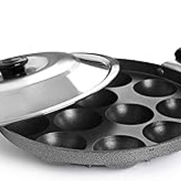 CELLO Non-Stick 12 Cavity Appam Patra Single Handle with Stainless Steel Lid-image-7