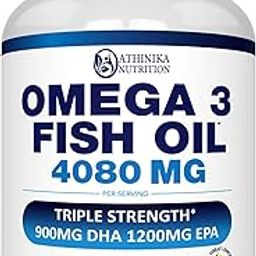 Wild Caught Omega 3 Fish Oil – 120 Soft Gels – 4,080mg High EPA 1200mg DHA 900mg Lemon Flavor Burpless Softgels.-image-53
