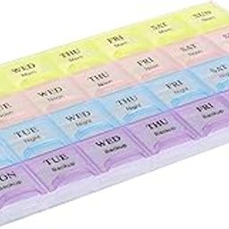 RA8 PRODUCTS Pill Medicine Organizer 7-Day-Weekly Pill Case 28 Compartments Colorful Weekly Travel Pill Planner, Portable Travel Kits,Dust-Proof Box for-15