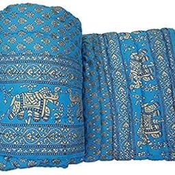 SVT Traditional Famous Jaipuri Beautiful Floral Print in Multi firoji Jaipuri Rajai/Razai/Quilt King Size/King Size Bed Quilt/Comforter/AC Quilt/AC Comforter-29
