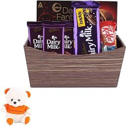 SFU E Com Loaded Chocolate Gift Hamper | Valentine Love Teddy Bear With Chocolate Combo | Valentine Chocolate Hamper | 891-21