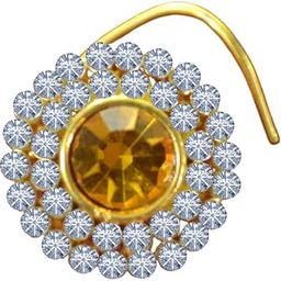 Designer Multi DIamond 40 Stone Big Precious cut stone nosering or nosepin nose jewelry for women (Yellow)-image-12