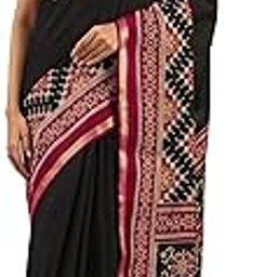 Black Solid Cotton Blend Saree for Women-picture-18