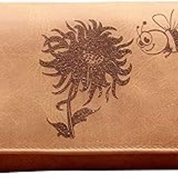 Bee Mine Genuine Leather Wallet (Round Zipper, Tan)-image-59