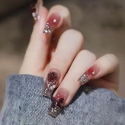 Styfy Press On | Stick On Fake Nails | Artificial Designer With 24 Pcs Jelly Glue on False Nail Including Manicure Kit - Scarlet-image-0