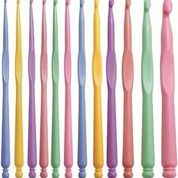 TRICWELL Plastic Crochet Hooks 12 pcs Different Sizes (2.0mm - 10.0mm) Long Crochet Needles, Ergonomic Crochet Hook Set for Beginners, DIY Yarn Weaving Tools for Scarf Hat Socks Knitting (Multicolour)-18