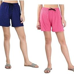 Womens Cotton Printed Shorts Hot Pants (Pack of 2)-image-8