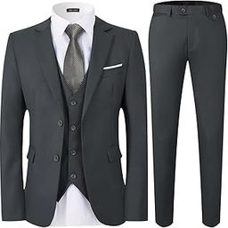 Men's Suits Slim Fit,3 Piece Suit for Men,2 Button Blazer Jacket Vest Pants with Tie,Men Tuxedo Suit Set-picture-9