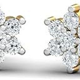 18KT Yellow Gold Diamond Phool Stud Earrings for Women-image-8