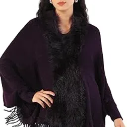 showoffff Women's V-Neck Solid Purple Longline Poncho-CHN-034_Purple-picture-40