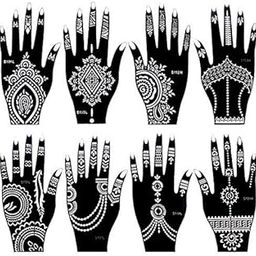 IVANA'S Heena Mehandi Tatto Stencil Set for | Hand | Body | Fingure | Face | Heena Art Temporary Tatto for Kids, Girls & Women, Design - Stencil-1100, Black, M (C-Stencil-1100)-38