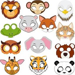 ZYOZIQUE 13 Piece Animal Masks Animal Happy Birthday Party Decoration 13 Pcs Animal Eye mask Jungle Birthday Theme Decoration,Jungle/Safari Themes Party Favors Kids 1st Birthday Decoration-17