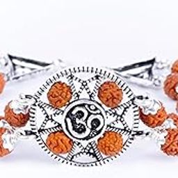 Pure Silver Rudraksha Rakhi for Brother | Silver Bracelet for Boys and Men | Silver Bracelet Rakhi | Silver Rakhi For Brother | Design: Om Radiance Rudraksh (HJRKH-95)-24