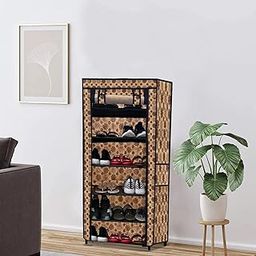 ROBMOB Foldable Shoe Rack with Cover for Home Entryway Storage Organizer Shelf Stand Metal Frame Fabric Cabinet for Slippers Sandals Shoes Hallway Space Saving Lightweight Durable (6-Layer)-image-45