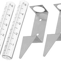 Sosoport 2Pcs Rain Gauge with Stainless Steel Holder for Deck and Garden Water with Clear Scale for Accurate Rain Measurement Durable Outdoor Tool for Lawn-image-82