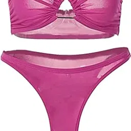 snappsy Women Bikini Set Two Piece Bathing Suit Swimsuit Strapless Summer for Beach S Purple-picture-42