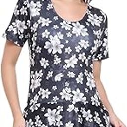 Spandex Swimming Costume for Women, Removable Pads Half Sleeves & Half Length Top with Bottoms, Frock Style Ladies Swimming Suit Dress, Quick Drying Swim Suit-image-8