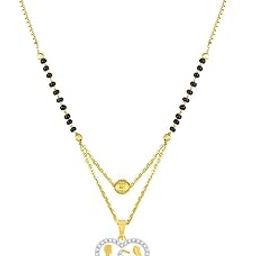 Couple Mangalsutra letter S Gold plated Valentine Latest American Diamond for Women Girls Girlfriend Couples Lovers Design pendant alphabet Cubic Zirconia Brass Chain Mangalsutra-image-93