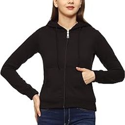 Women POLYFLEECE Cotton Winter Full Sleeves Aqua Sky Blue Jacket Type Sweatshirt with Zipper for Women-image-10