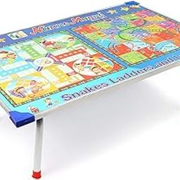 Maanit 2 in 1 Kids Ludo Playing and Study Board, Snake and Ludo multiporpose Table (Blue)-12x24-28