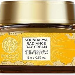 Forest Essentials Soundarya Radiance Day Cream with 24K Gold & SPF 30 | Hyaluronic Acid, Vitamin C & Bakuchiol | Anti Ageing Face Moisturiser for Glowing Skin | For Normal, Dry & Combination Skin-0