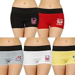 Women Regular Multicolor Printed Cotton Tummy Tucker Boyshorts (Pack of 5)-image-54