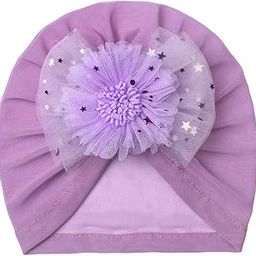 Baby Turban Bow Flower Mesh Cap, Lightweight Toddler Beanie for Summer, Breathable Headwear for 0 to 4 Years - Unisex-image-54